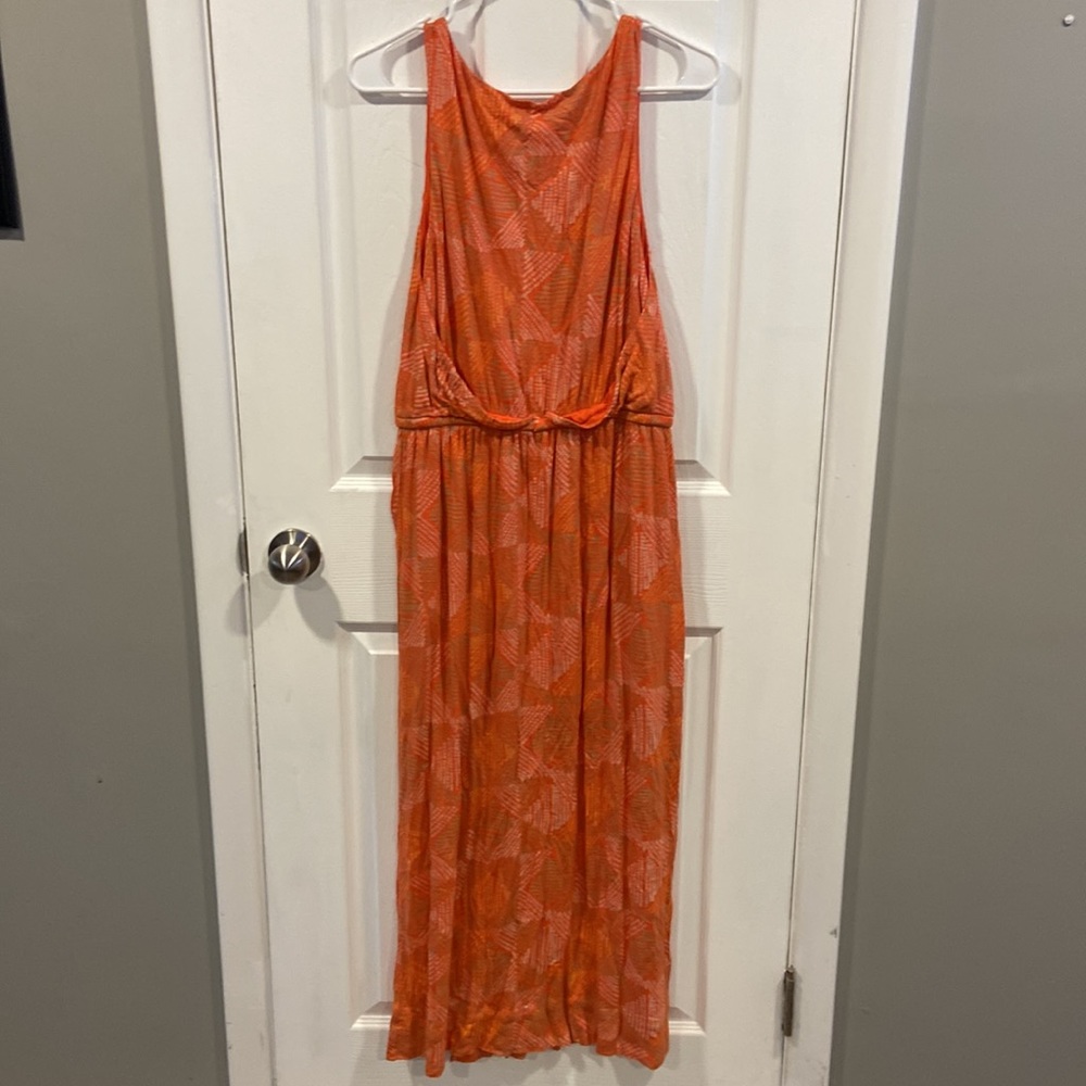Lucky Brand Peach and Gold Midi Dress Size Large - Picture 3 of 3